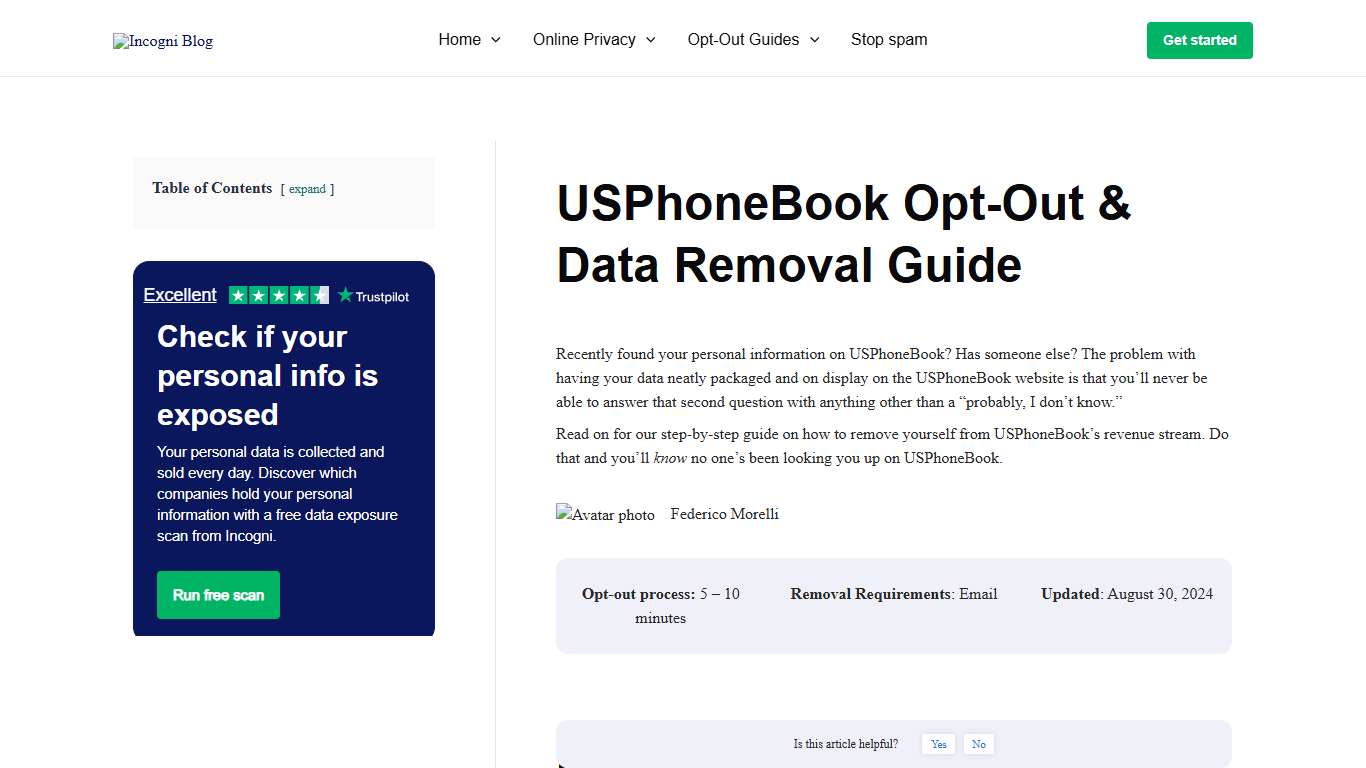 USPhoneBook Opt-Out & Data Removal Guide [2026] Incogni