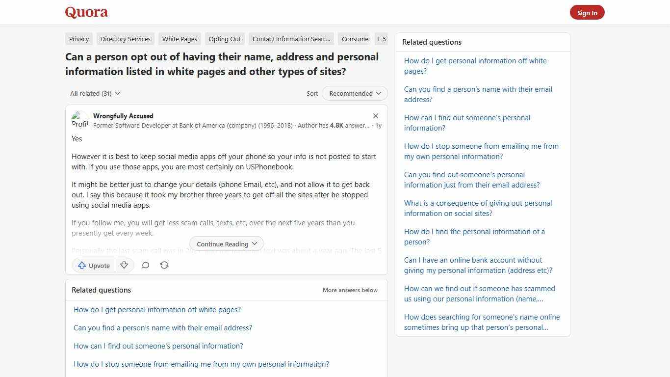 Can a person opt out of having their name, address and personal information listed in white pages and other types of sites? - Quora