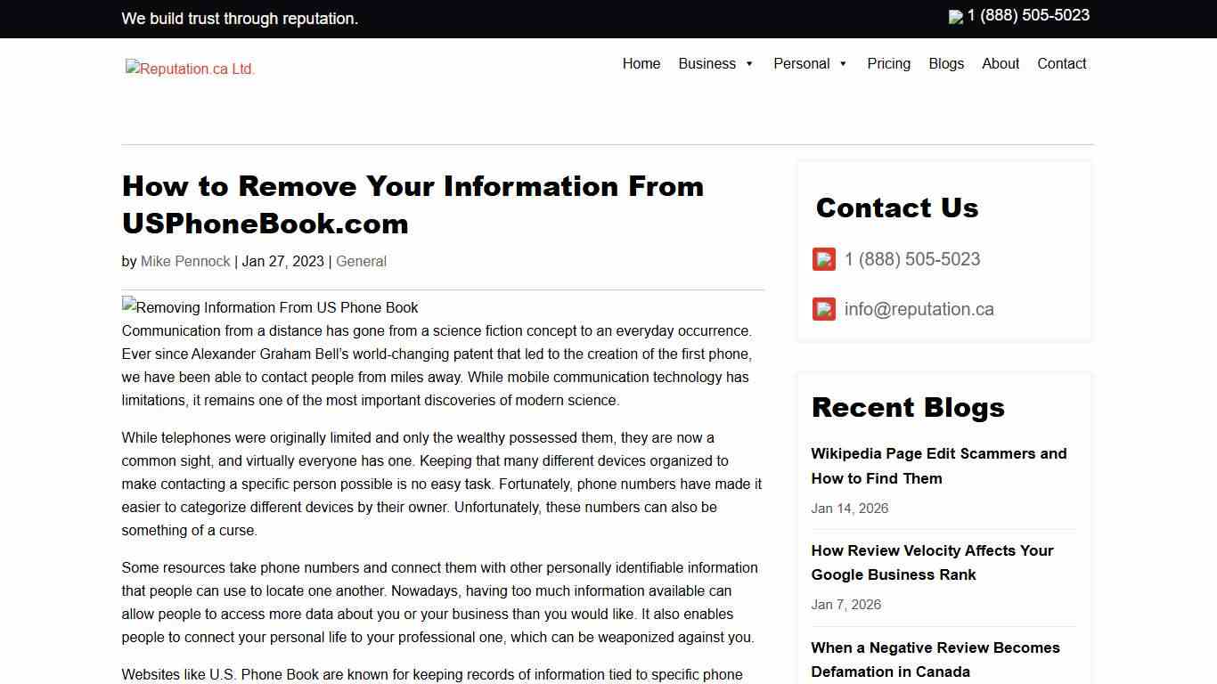 How to Remove Your Information From USPhoneBook.com
